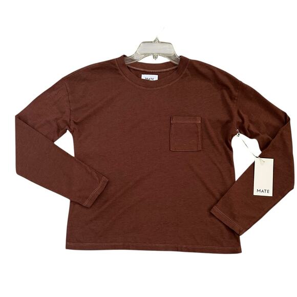 MATE the Label Long Sleeve Tencel Sleep Tee Color Cocoa Size XS - Picture 2 of 8